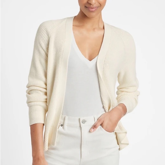 Banana Republic Organic Cotton Open Front Cardigan Cream - Picture 10 of 10